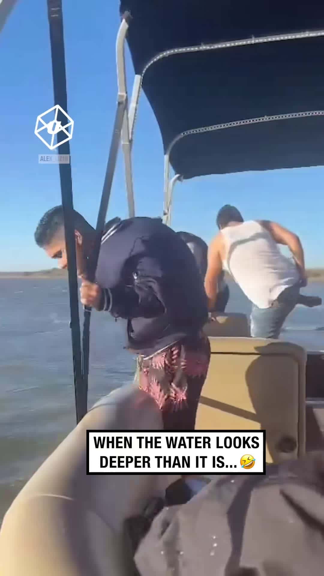Cover for Well that was a fail 😂🛥️ 🎥: @alexliz18  #UNILAD #funnyy #fails #water #shallow #lake #boat #jump