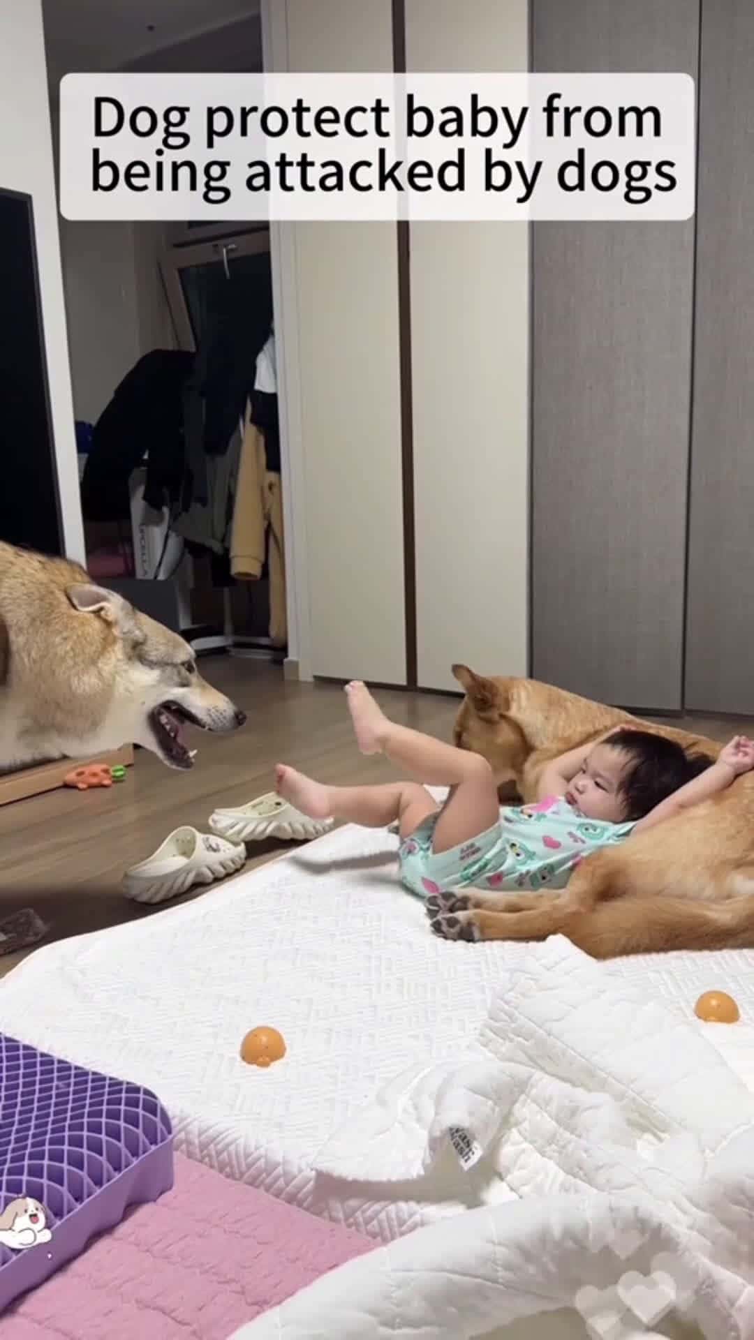 Cover for Dogs protect baby ❤️#dog #baby #puppy #pet #pet #scoopzreels 