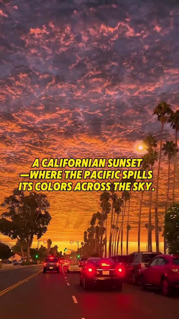 Cover for A Californian sunset—where the Pacific spills its colors across the sky.#California #losangeles #freedom #seaside #sea #sunsets  created by Edison with 模糊的记忆’s i walk this earth all by myself(BGM)