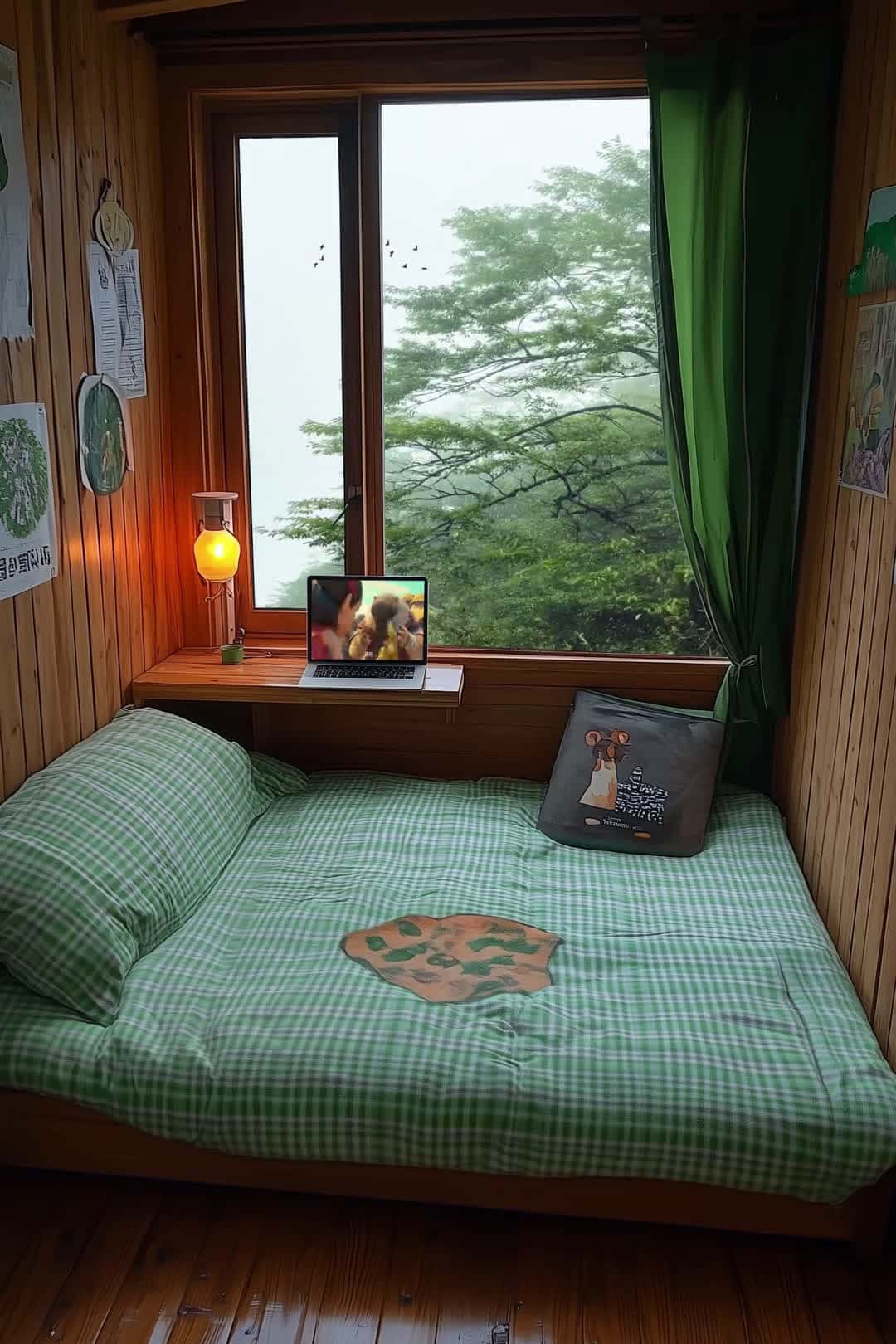 Cover for AIrainy sanctuary: Uninterrupted me-time in this tiny haven. How long would you linger? #RainyMood #CozyNook #MyDreamHome #AIart #PeacefulRetreat