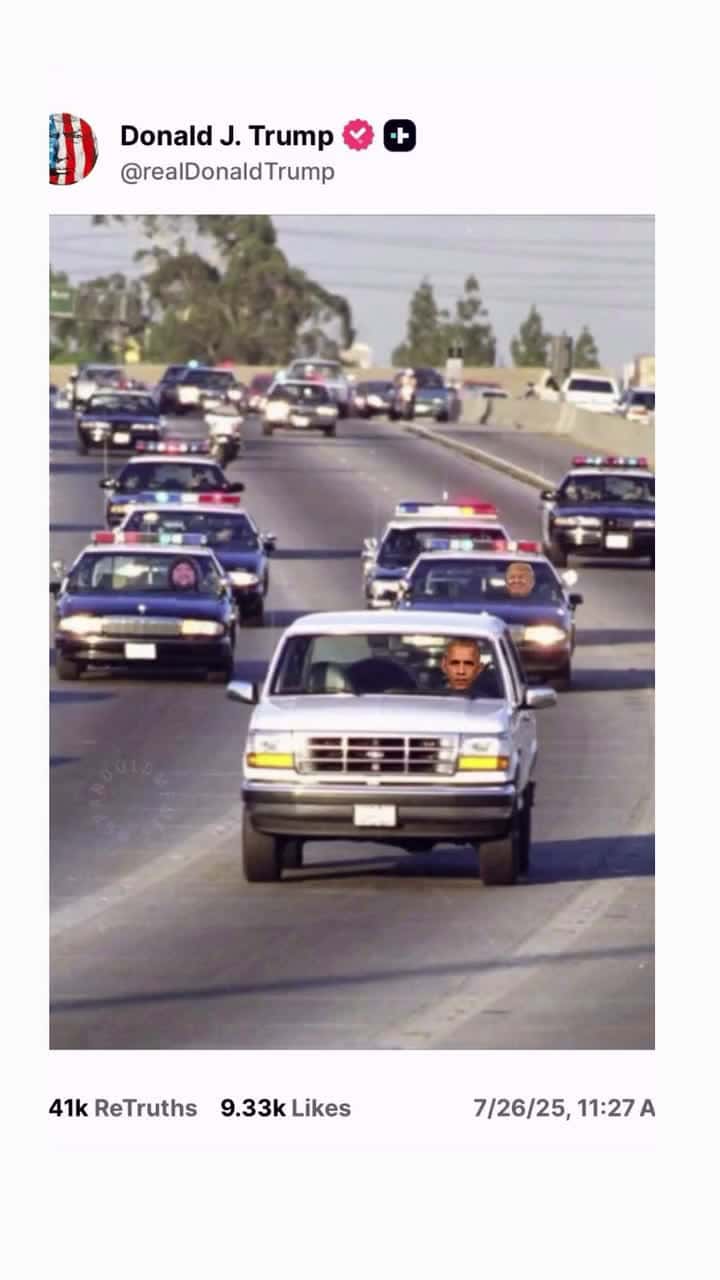 Cover for Donald Trump posted this on Truth Social. This is not a copy of the Epstein Files. President Obama is probable sick to death of this guys lies and distractions