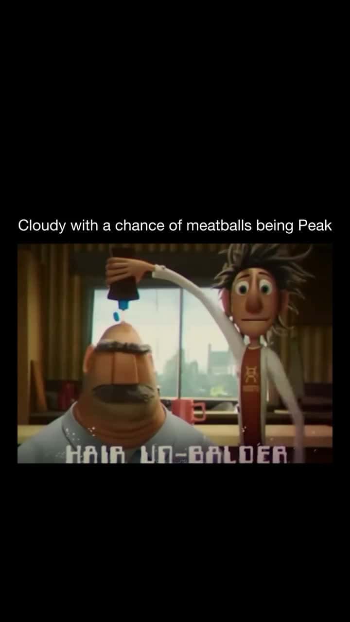 Cover for 😂Cloudy with a Chance of Meatballs is a children’s book and animated movie about a town where food literally falls from the sky. At first it seems amazing, but the weather gets out of control, bringing giant pancakes, spaghett...