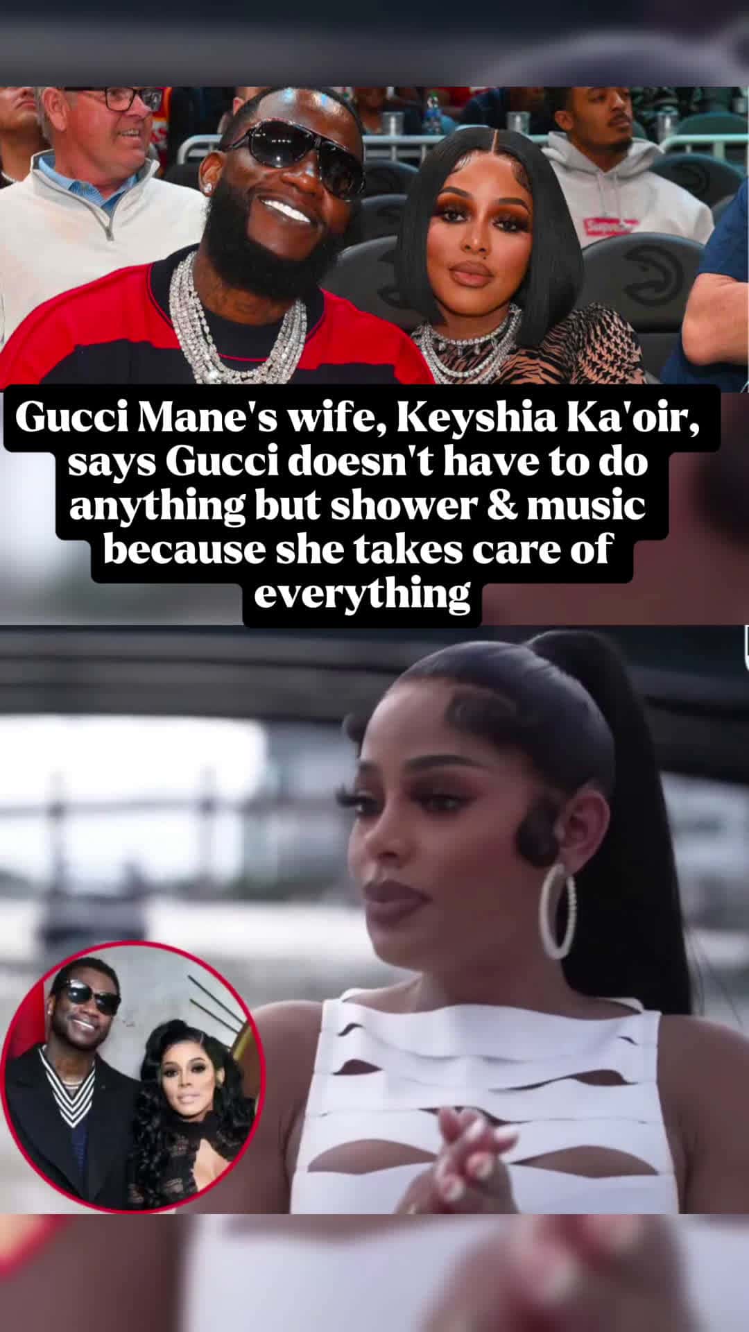Cover for Gucci Mane’s wife, Keyshia Ka’oir,  says Gucci doesn’t have to do anything but shower & music because she takes care of everything ❤️ #carlosking #keyshiakaoir #guccimane #viral #fyp
