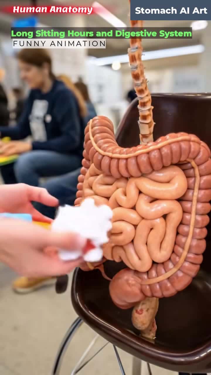 Cover for Animation of Intestines Vs. Long Sitting Hours | Stomach AI Art | 20#SittingIsKillingYou #SedentaryLifestyle #HealthRisks #MoveMore #HealthyHabits
