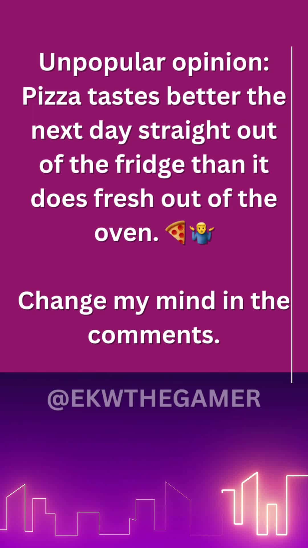 Cover for Unpopular opinion: Pizza tastes better the next day straight out of the fridge than it does fresh out of the oven. 🍕🤷‍♂️Change my mind in the comments.#FoodDebate #UnpopularOpinion #LetTheFightBegin#UnpopularOpinion