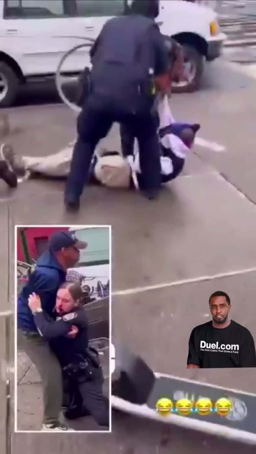 Cover for #CaughtOnCamera Rapper knocks out female officer then her partner takes him DOWN!!!😭😭 #viral  #police  #fight  #funny