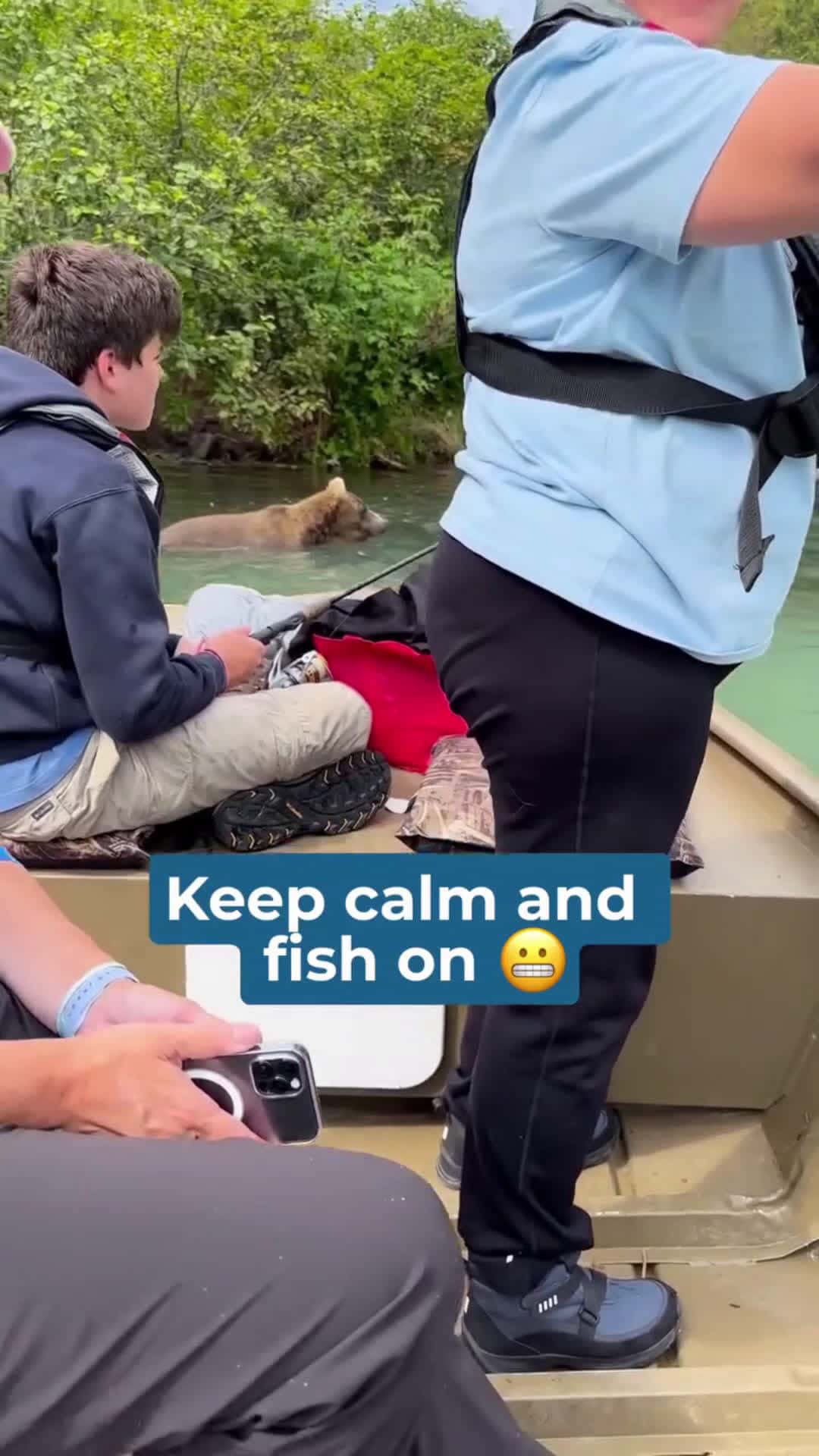 Cover for When you are fishing and a bear is fishing right next to you. Random find and adventure. Bear wants food too. #bear #fishing #fyp #viral #scoopz #outdooradventure 
