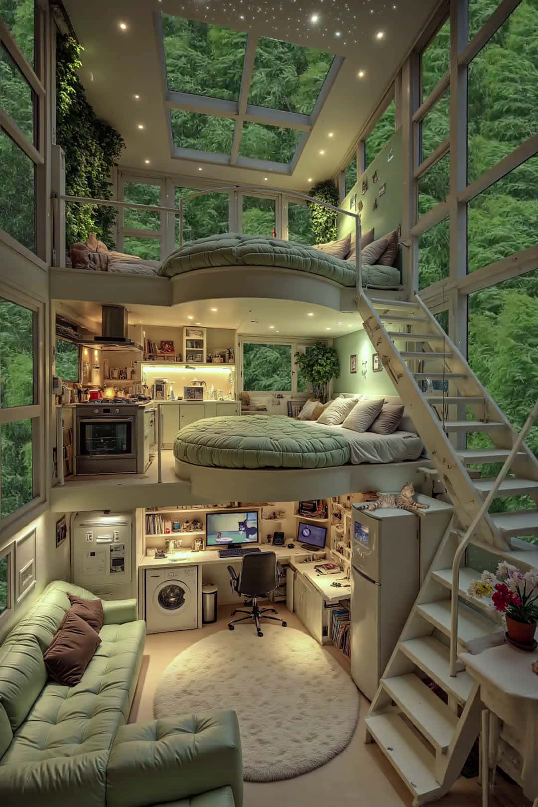 Cover for AI-generated: In such a quiet, romantic forest cabin – how long could you stay? #NatureIntegratedArchitecture #LoftApartment #HomeAesthetics #ai