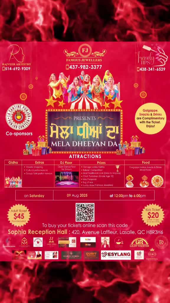 Cover for MELA DHEEYAN DA BY TEAM FAMOUS JEWELLERS MONTREAL MUST VISIT AND ENJOY THE PUNJABI TRADITION IN LASALLE MONTREAL QUEBEC #montreal #mela #meladheeyanda #melamontreal #viral #trending #lasalle #montreal #trendingvideo @rajveerart...