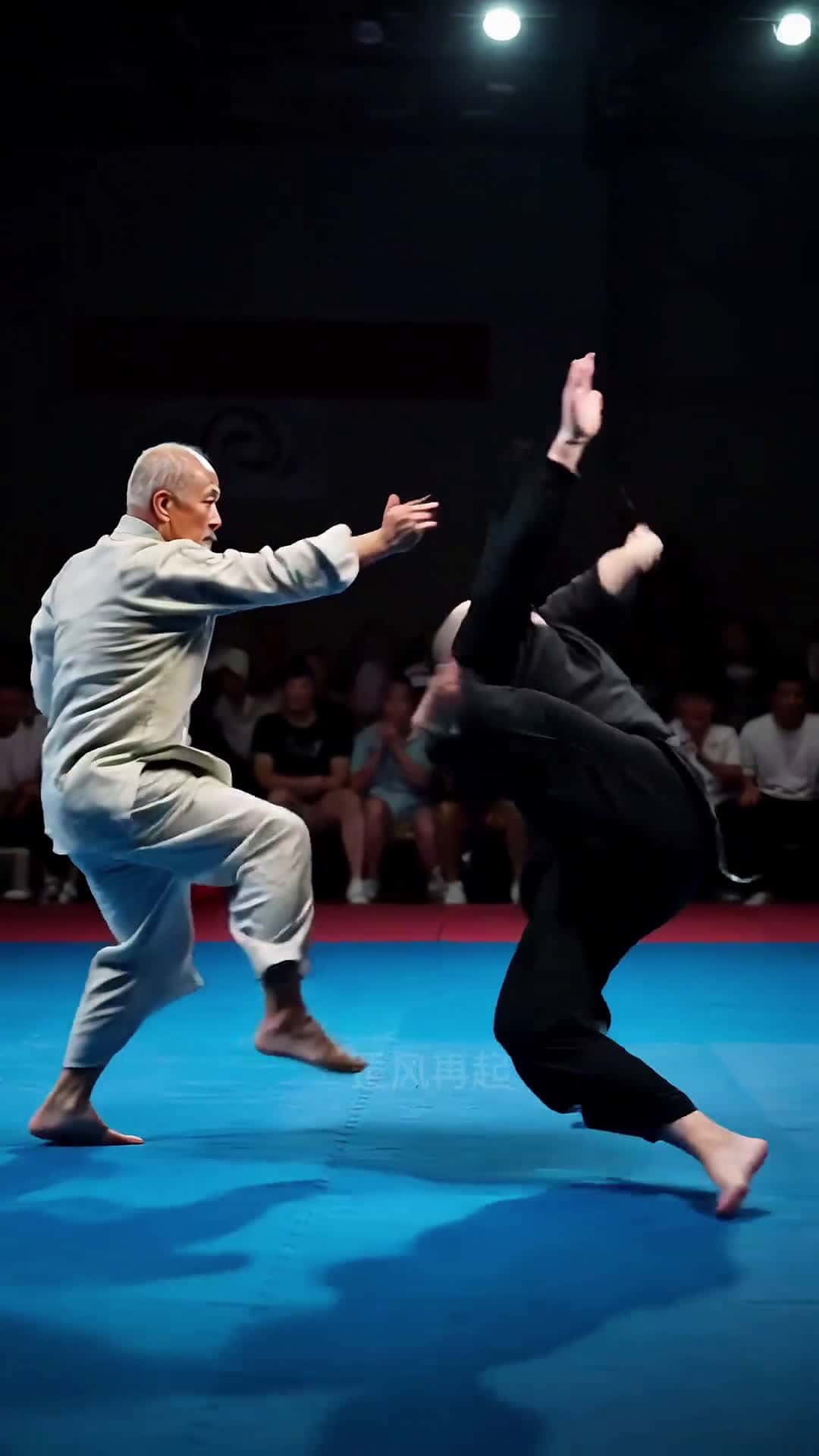 Cover for AI video A Chinese grandpa at 80 defies age in the fighting arena, his dodges and attacks are seamless! #grandpa#fighting#ageless#ai#seniorwarrior#sports