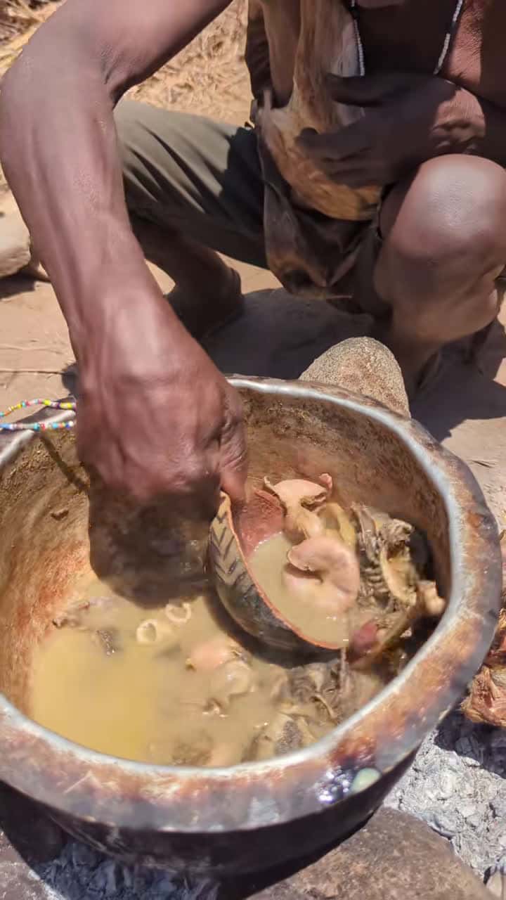 Cover for Wow,,, it's Oldman Enjoy lunchtime 🥰 very delicious 😋 food hadzabe tribe lifestyle.