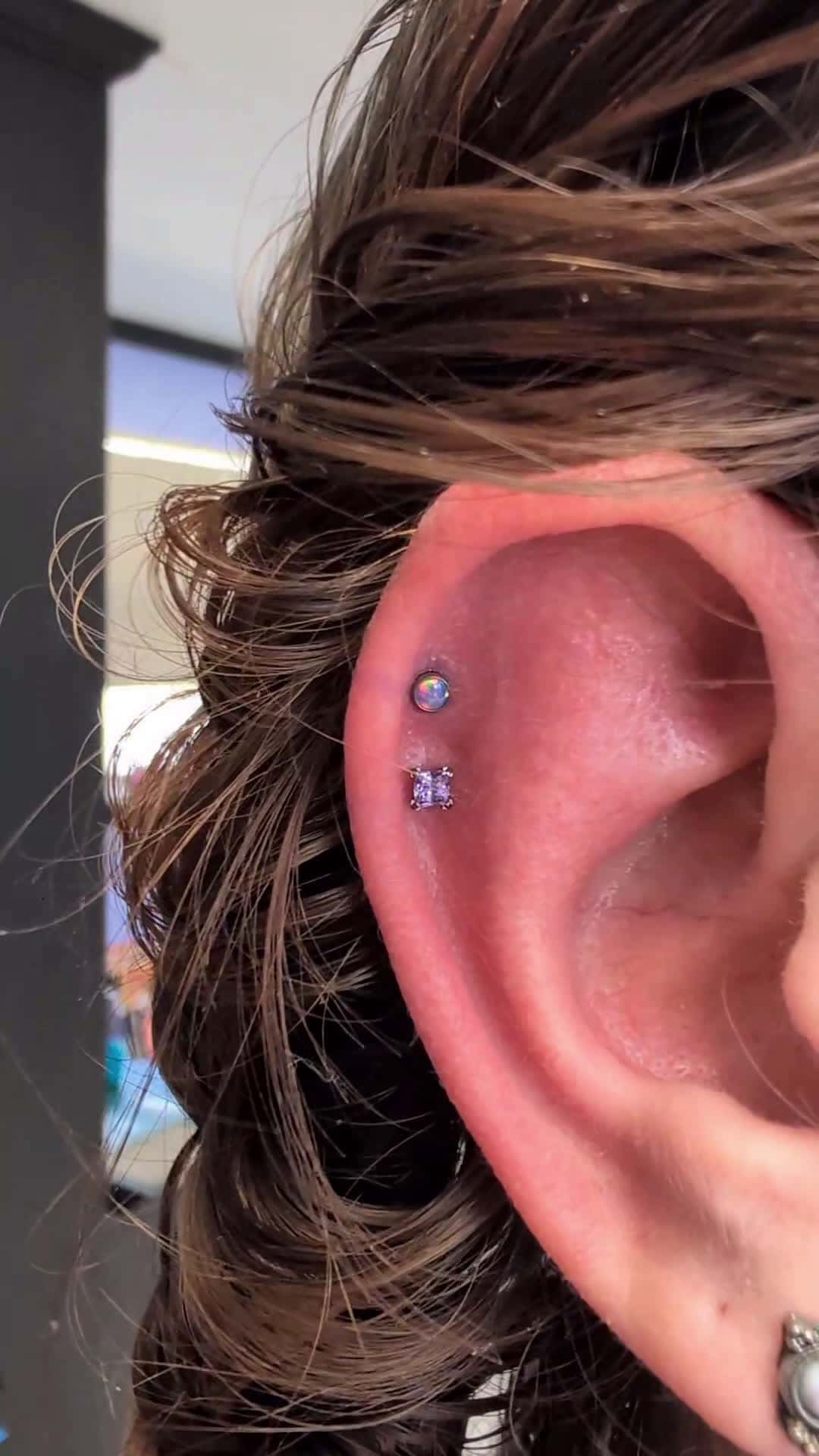 Cover for A pair of fresh pair of helix piercings and a jewelry exchange on the other helix.@steriwash @blackwork_supply @blackworkgloves @phucstyxtattoosupply #helix #helixpiercing #piercings #piercing #piercing2me #pierced 
