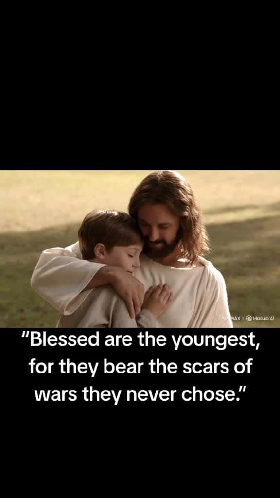 Cover for Blessed are the youngest. “Blessed are the youngest, for they bear the scars of wars they never chose.”#jesus #creatorsearchinsights #forgiveness  created by All men are created equal. with Deeper Soaking Worship’s Majesty
