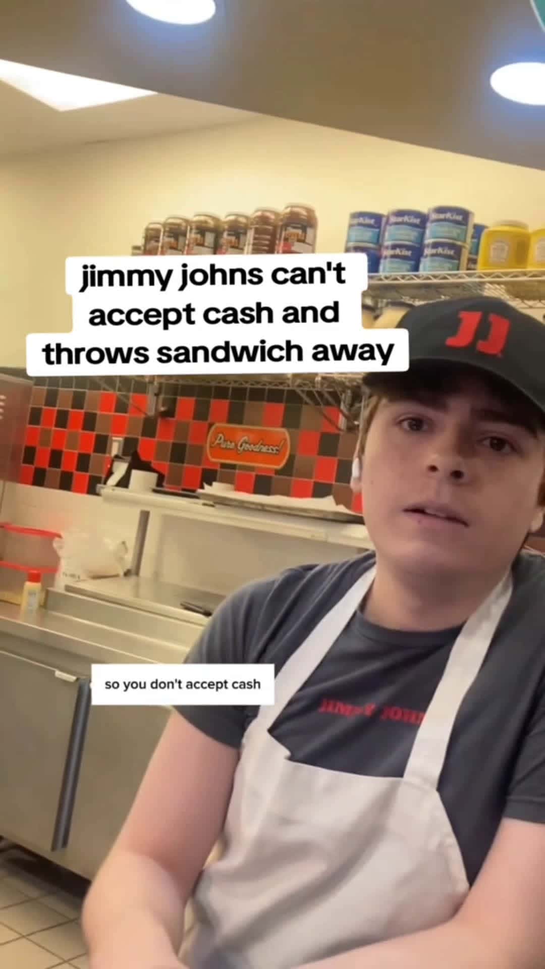 Cover for customer at jimmy johns wasnt able to pay for his food in cash due to the system being down and employee throws sandwi#scoopz#fyp