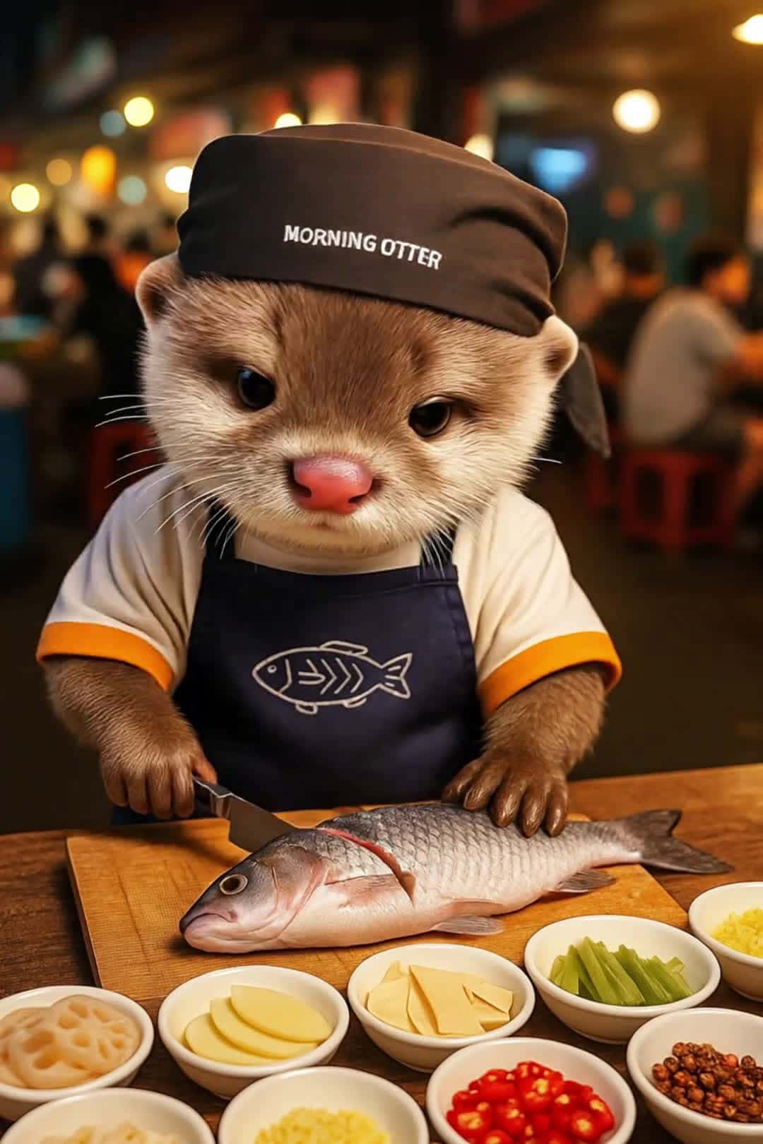 Cover for First August grilled fish by AIotter, a treat for my beloved aunties! ❤️ #OtterLove #CuteOverload #PetFails #AIart #FurryFriends