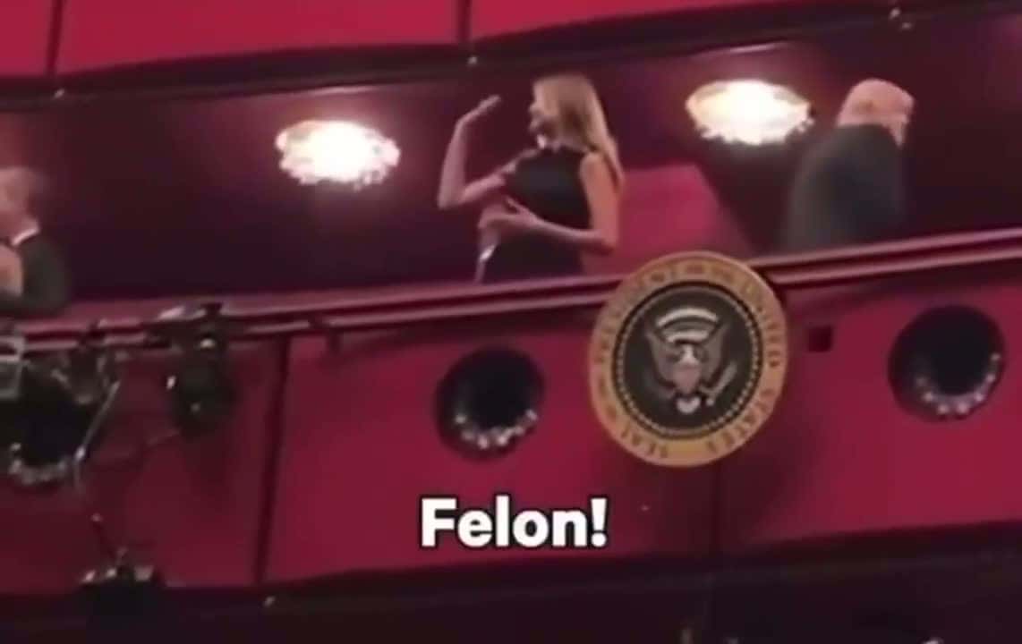 Cover for A woman in the audience decided to give Pres. Trump a heartfelt "goodbye" as he exited a show at the Kennedy Center 