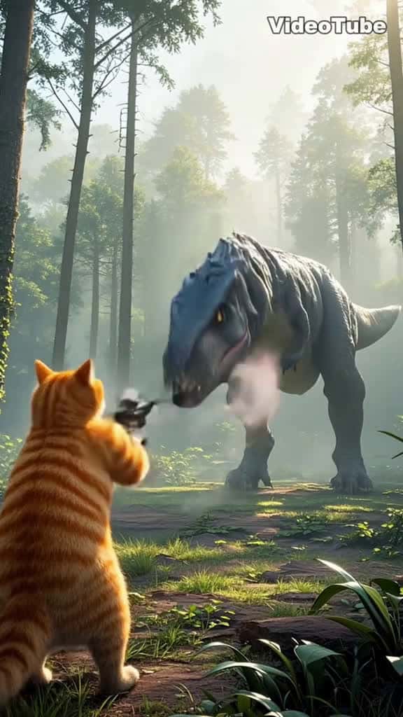 Cover for The cat provokes the dinosaurs. ai aistory cat funny 41294 #trend