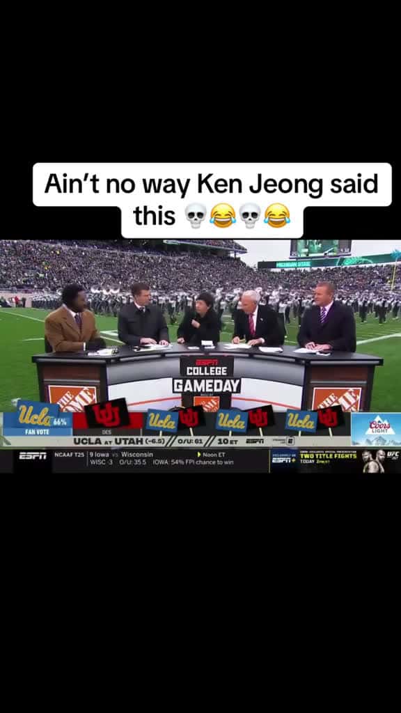 Cover for Ken Jeong fires back: 'That’s her last name—relax ESPN, how dare you!' 😂🔥 #KenJeong #CollegeFootball #ESPN #Funny #Gameday