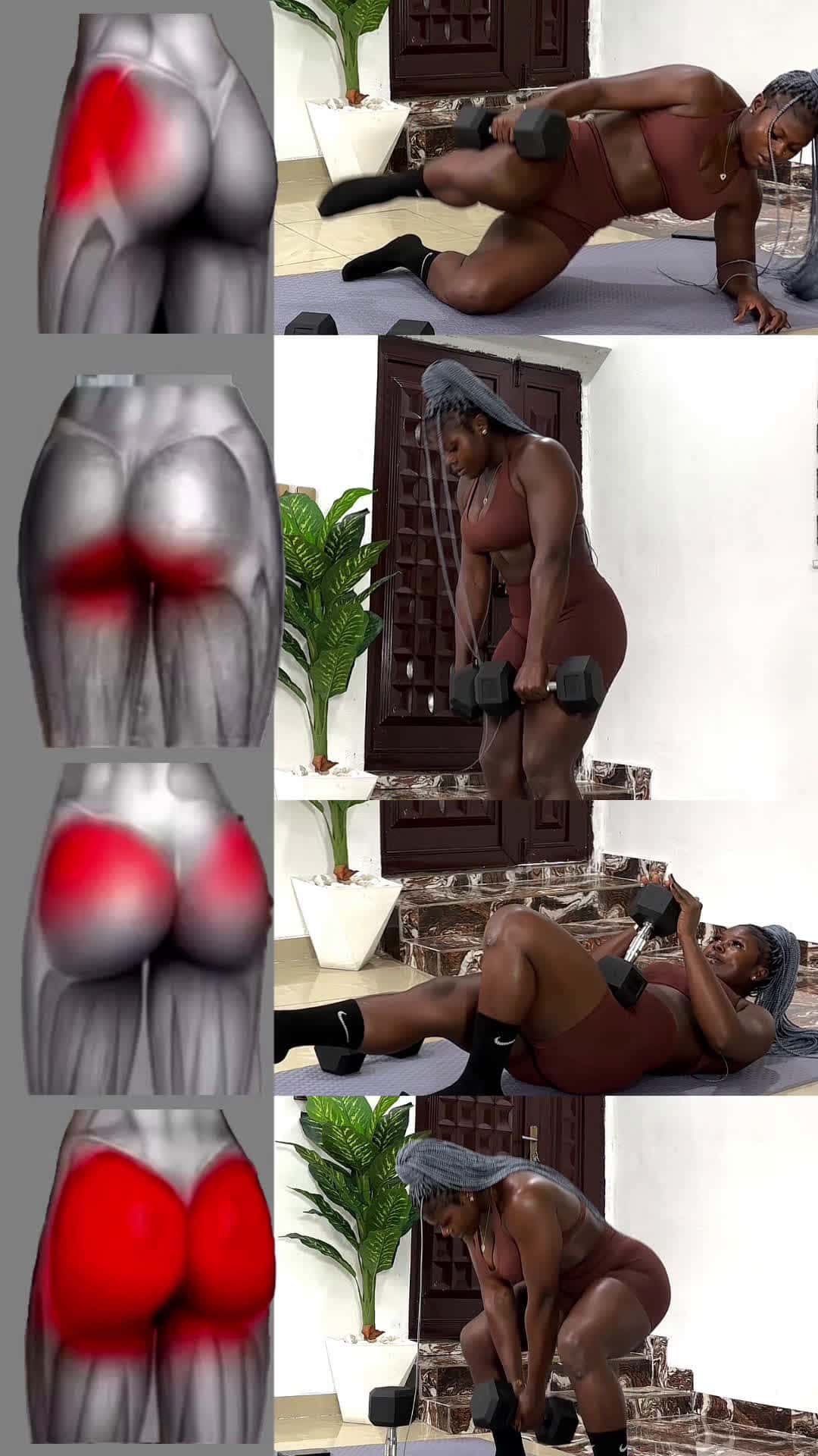 Cover for Here’s a perfect 4-exercise glute workout to hit all sides of the glutes: 1️⃣Romanian Deadlifts – targets lower glutes. 2️⃣ Dumbbell Sumo Squats – hits the full glute.   3️⃣ Single-Leg Glute Bridge – activates upper glutes4️⃣ Clamshells – fires up glute med and minimus (sides)You can do this anywhere, home, gym, or outdoors. All you need is one dumbbell or a pair. Do 3–4 sets of 8–10 reps each. If your weight is light, go higher in reps. The key is to challenge the muscle