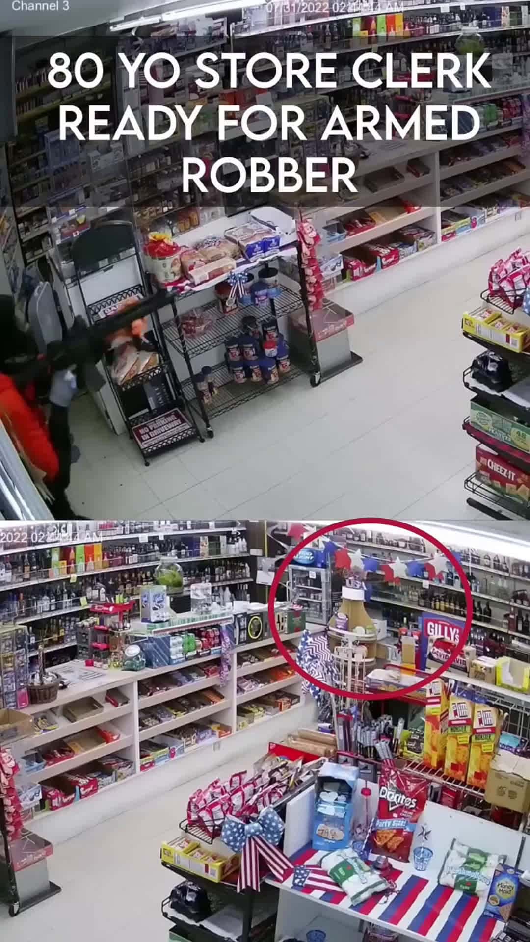 Cover for 80-Year-Old Store Clerk Ready for Armed Robbers Shotgun  #robber #fight #caughtoncamera  #cctv 