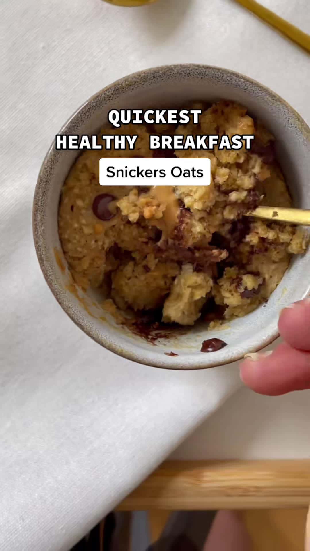 Cover for The 1 minute healthy breakfast! #oatmeal #microwaverecipes #quickrecipes #breakfast #snickers