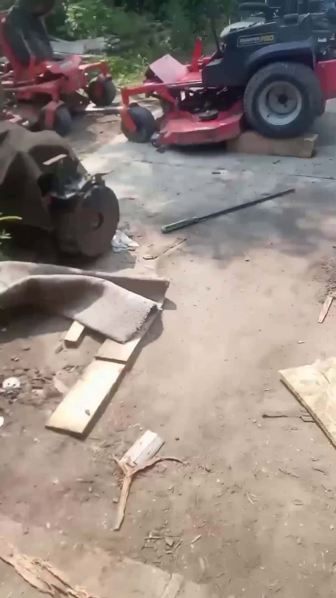 Cover for working on 3 toro zero turn mowers 