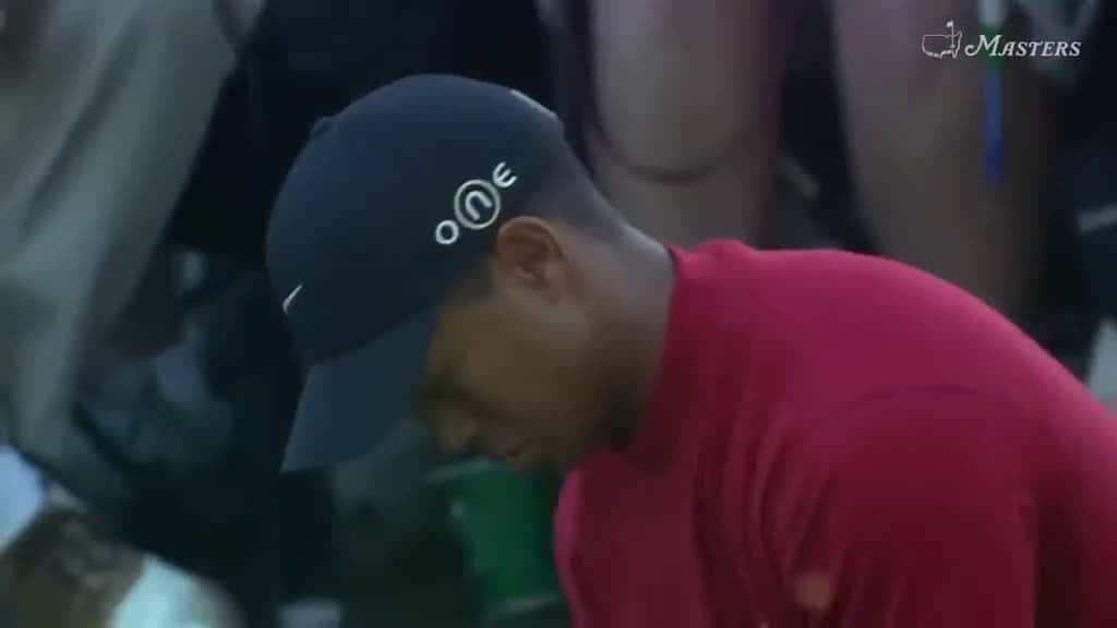 Cover for Tiger Woods' legendary chip on 16 at the Masters 🏌️‍♂️ #TigerWoods #Masters #GolfIcon