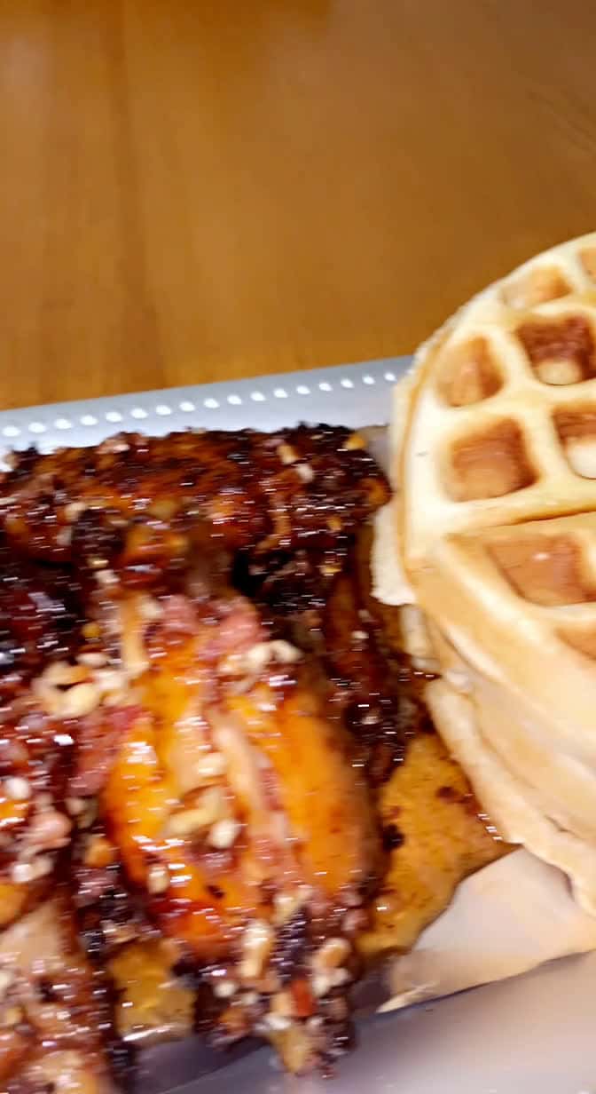 Cover for Waffles w/ Maple Bacon Pecan Wings…. Brunch or whatever 🤗