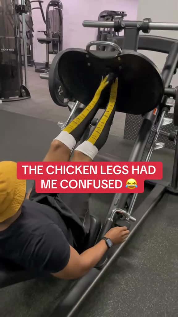 Cover for Not the chicken legs they warned you about 😭 (via @Samantha_Rufaro ) #funny #gym #gymtok #gymtiktok #fyp  created by Whistle with Whistle’s original sound