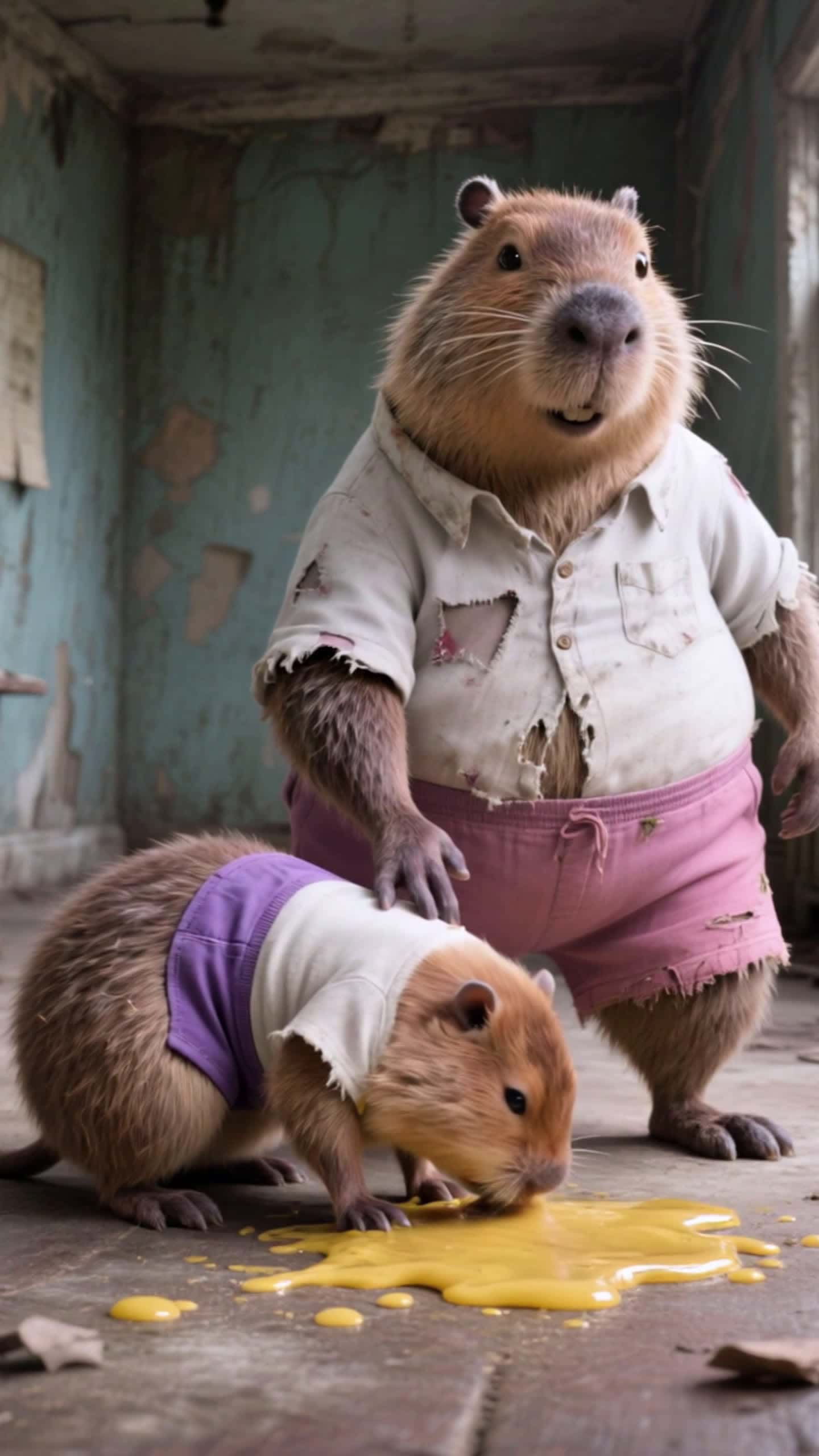 Cover for ​​AI-generated. When the Capybara Went on a Diet... Even the Scales Cheered! 🦝⚖️🍃 #ai #petdrama #funny​