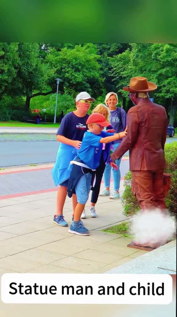 Cover for Statue man and child fpy funnyvideos prank fpy Foryou bushman statue 77311 #shortvideos