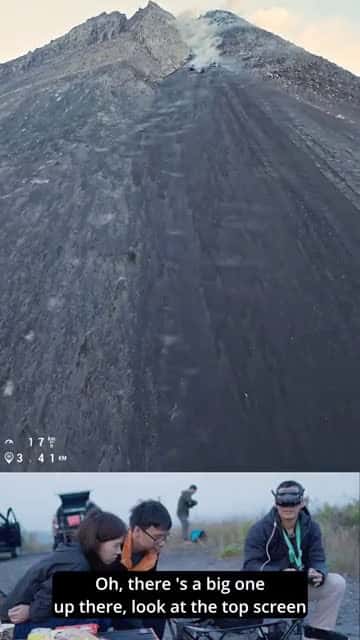 Cover for #CaughtOnCamera Volcanic rock falling in full speed, amazing drone video