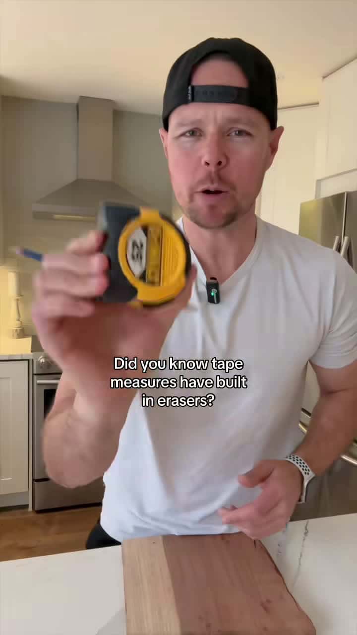Cover for ✏️Next time you need to change a measurement 📏  you’ve marked on a piece of wood, flip your tape around and use the rubber part of the case to erase the pencil line. Follow for more helpful tips around the house 🏠 #diy #tools #home #tips