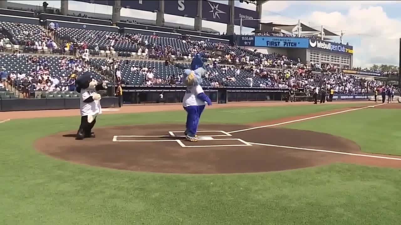 Cover for VIDEO: Chief Meteorologist Denis Phillips throws first pitch at Rays game
