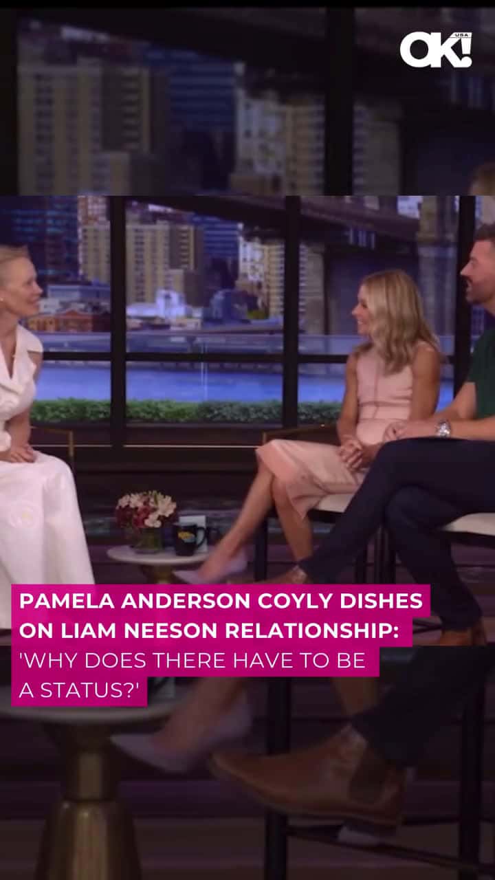 Cover for Pamela Anderson didn't hesitate when it came to gushing over Liam Neeson in a new interview — though she's yet to put an exact label on their high-profile relationship. Link in bio for details. (🎥: LIVE WITH KELLY AND MARK)