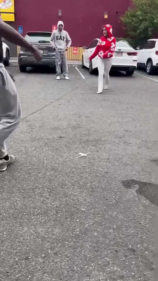 Cover for #fight Girl in red tryna talk shi to minors and pulls up tryna fight them js to get her ass beat   #fightcam  #fightcamgoviral  #fightcamforyoupage