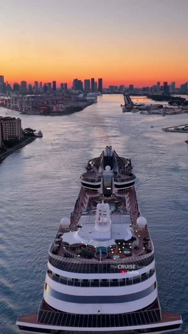 Cover for MSC Divina at sunset #shorts #msccruises #mscdivina #sunset #miami #dronevideo #cruise