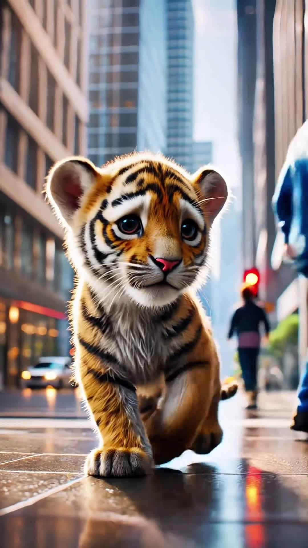 Cover for AI animated: Baby tiger lost, cute dog comes to help #KidsToons#PuppyLove#Uplifting#AI-generated#KidFriendlyContent