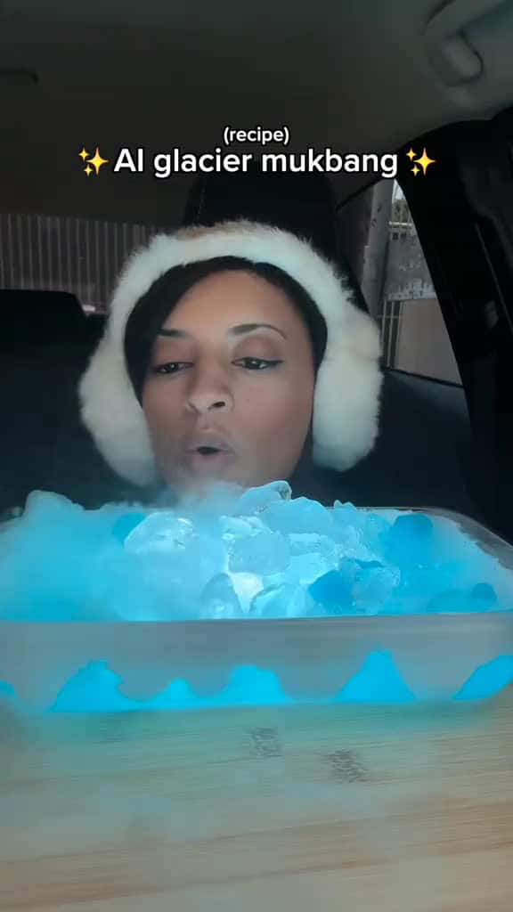 Cover for AI glacier mukbang recipe 🧊❄️ IB: @프롬서희 #ai #glacier #aiasmr #aimukbang #recipe  created by Sophie Saldana with Sophie Saldana’s original sound