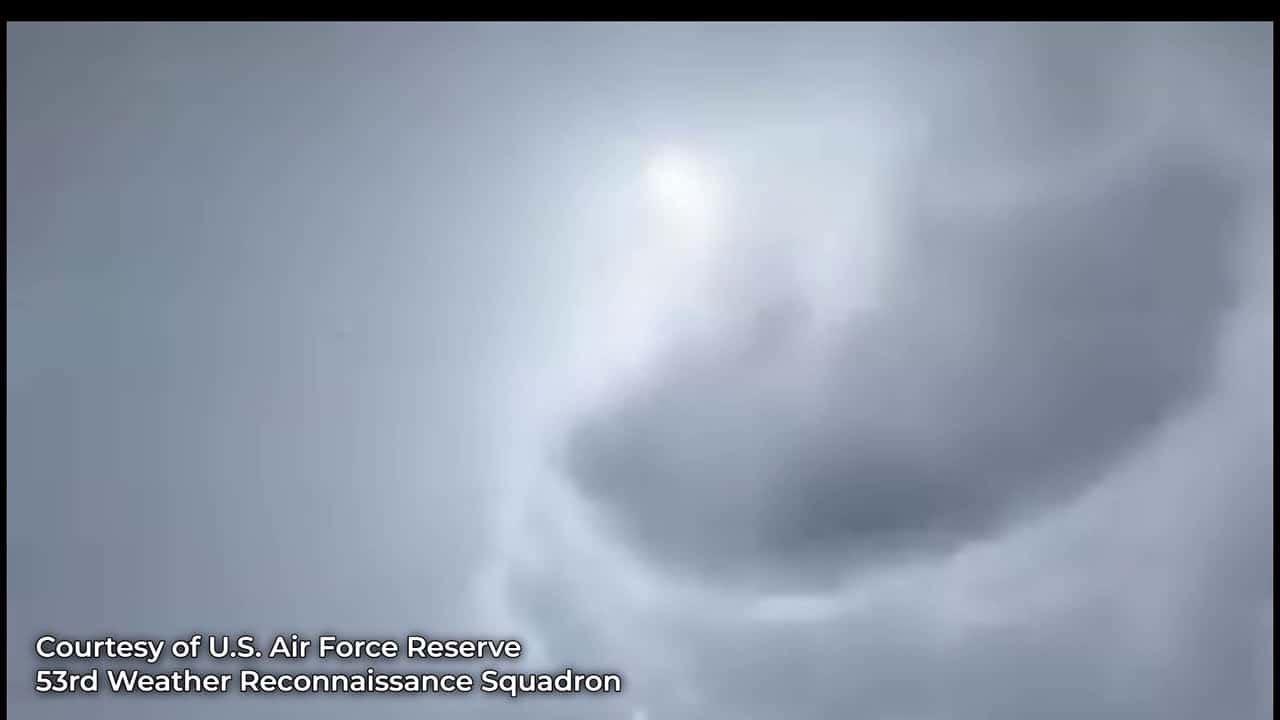 Cover for Air Force Reserve aircraft sees the eye of Hurricane Erin