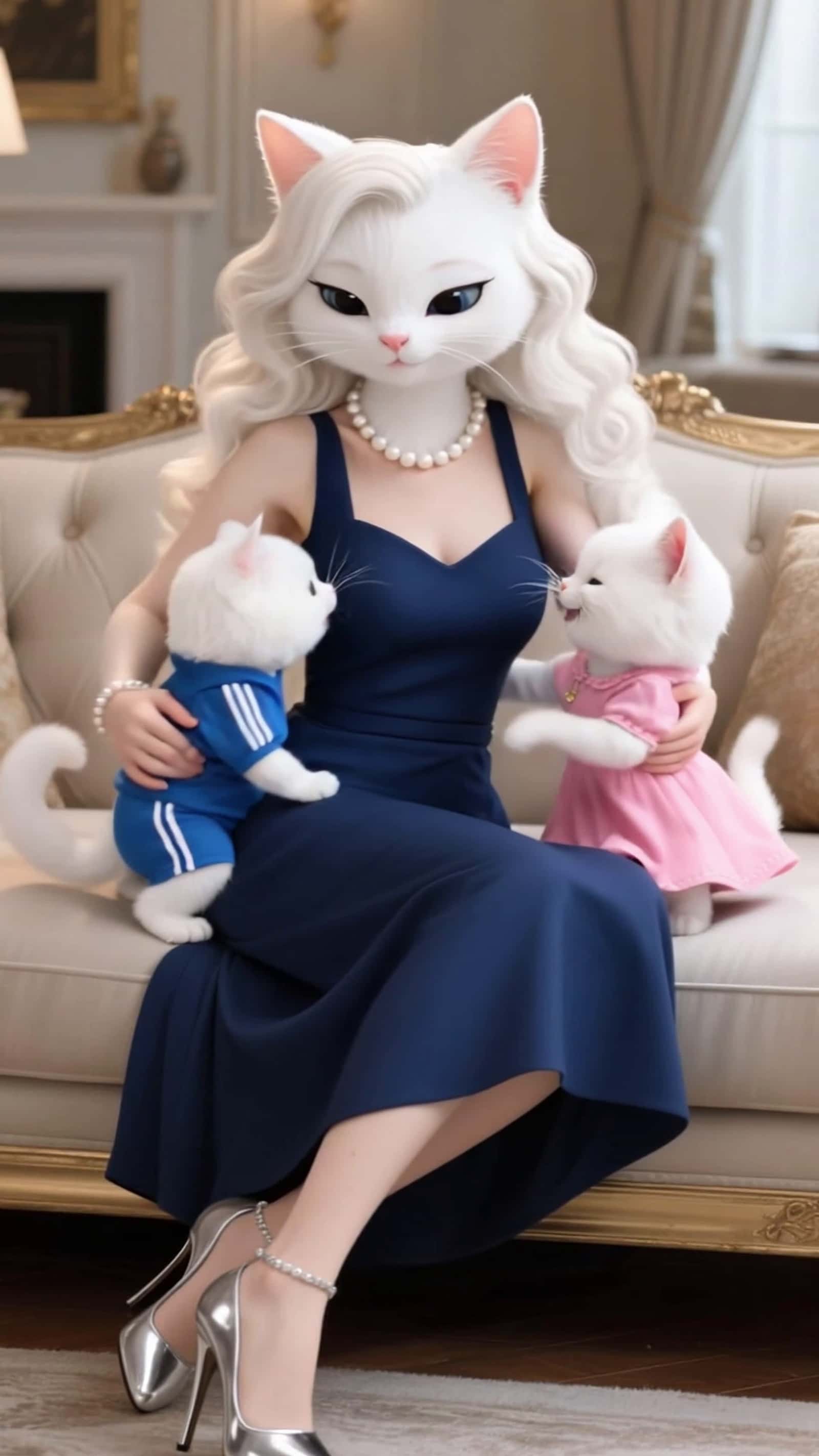 Cover for  ​​AI-generated. The Great Escape: How Two White Cats Outsmarted Their Evil Maid! 🐱🏃‍♀️💨 #ai #cat #drama #funny​