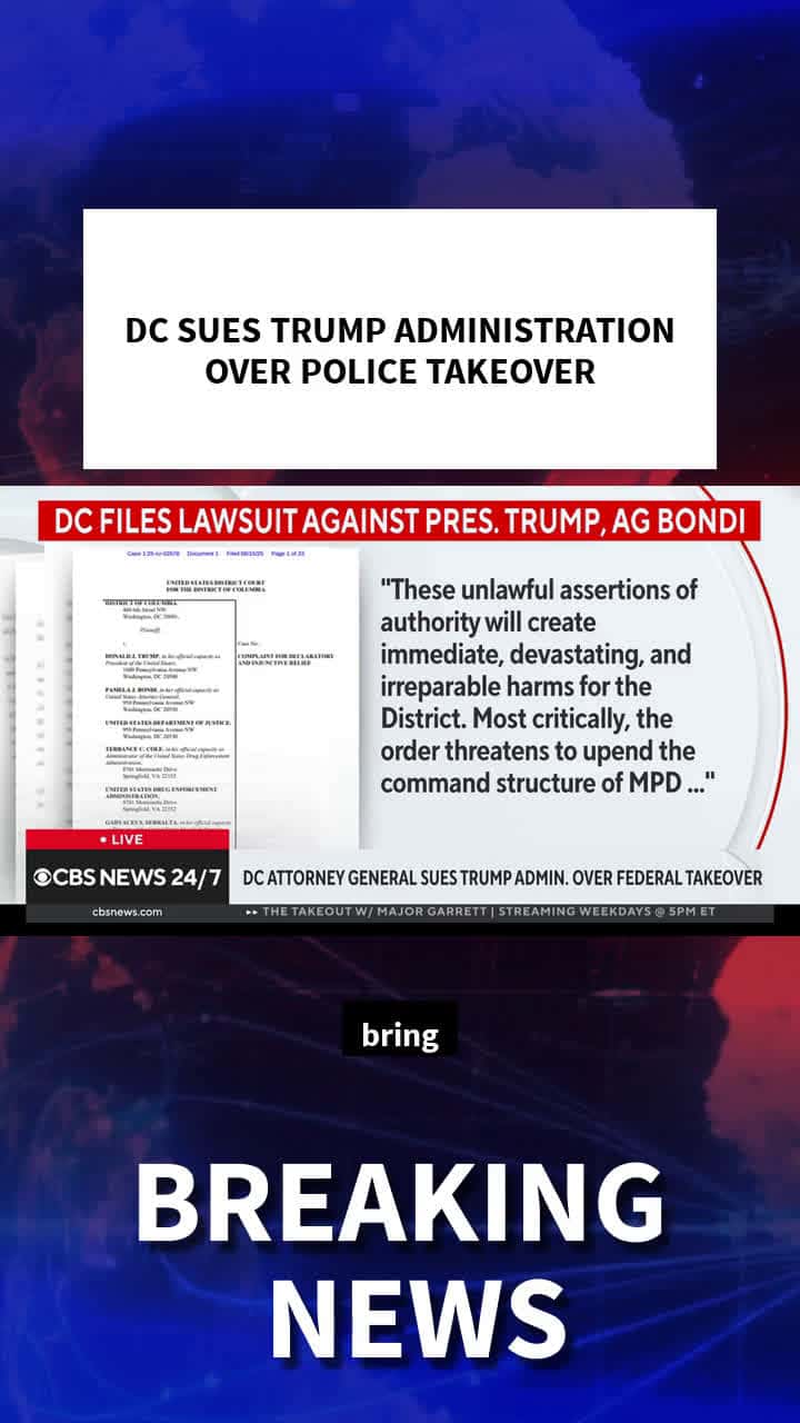 Cover for AI video DC Files Lawsuit Against Trump Administration for Police Takeover #DC#Lawsuit#TrumpAdministration#Police#ai
