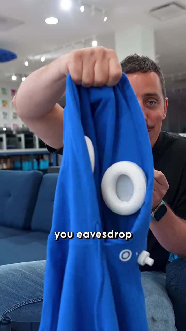 Cover for The Overheard Hoodie Your apparel companion for getting all the juicy details. Activate the long distance microphone with the push of a button to amplify every conversation around you directly into your ears thro #firstvideochallenge