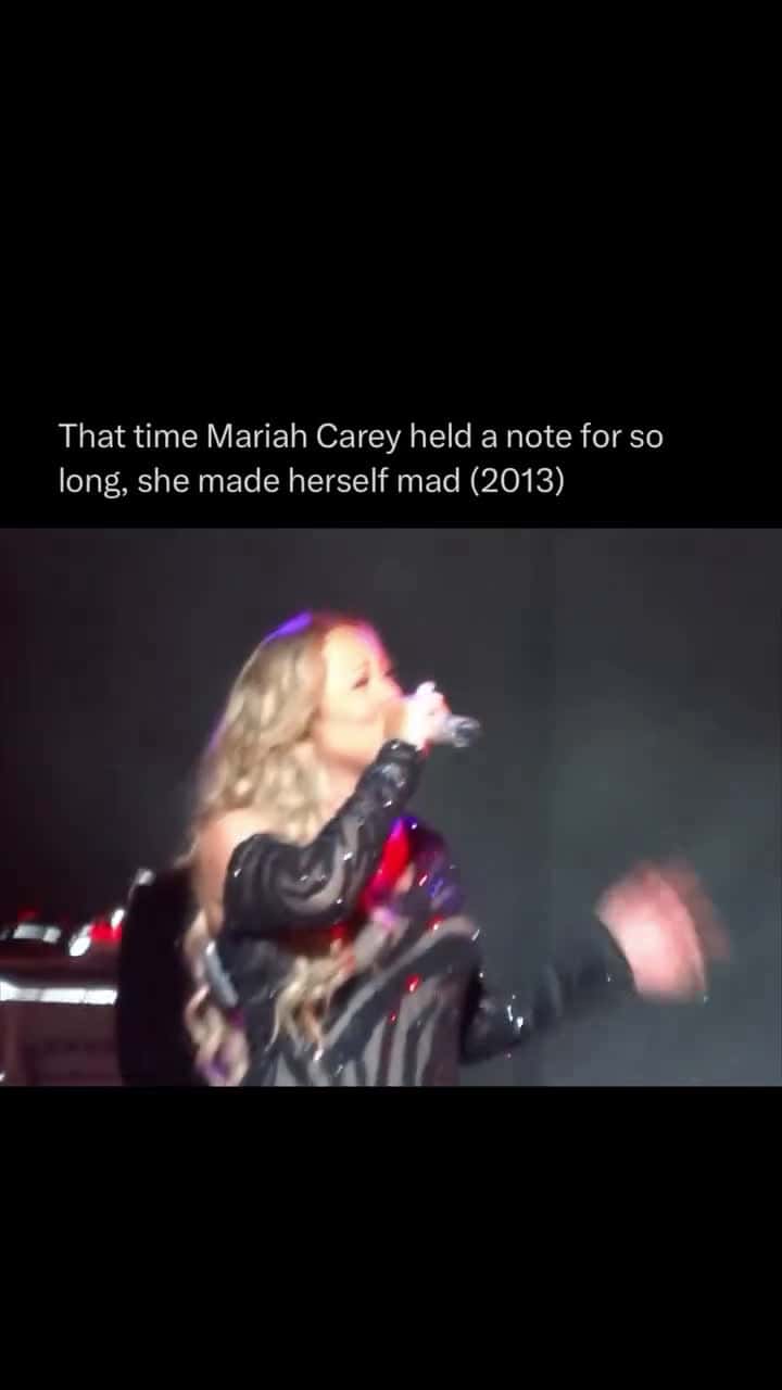 Cover for #FirstVideoChallenge Mariah Carey competing with herself. Mariah Carey performing Dont Forget About Us during a 2013 concert in Sydney, Australia