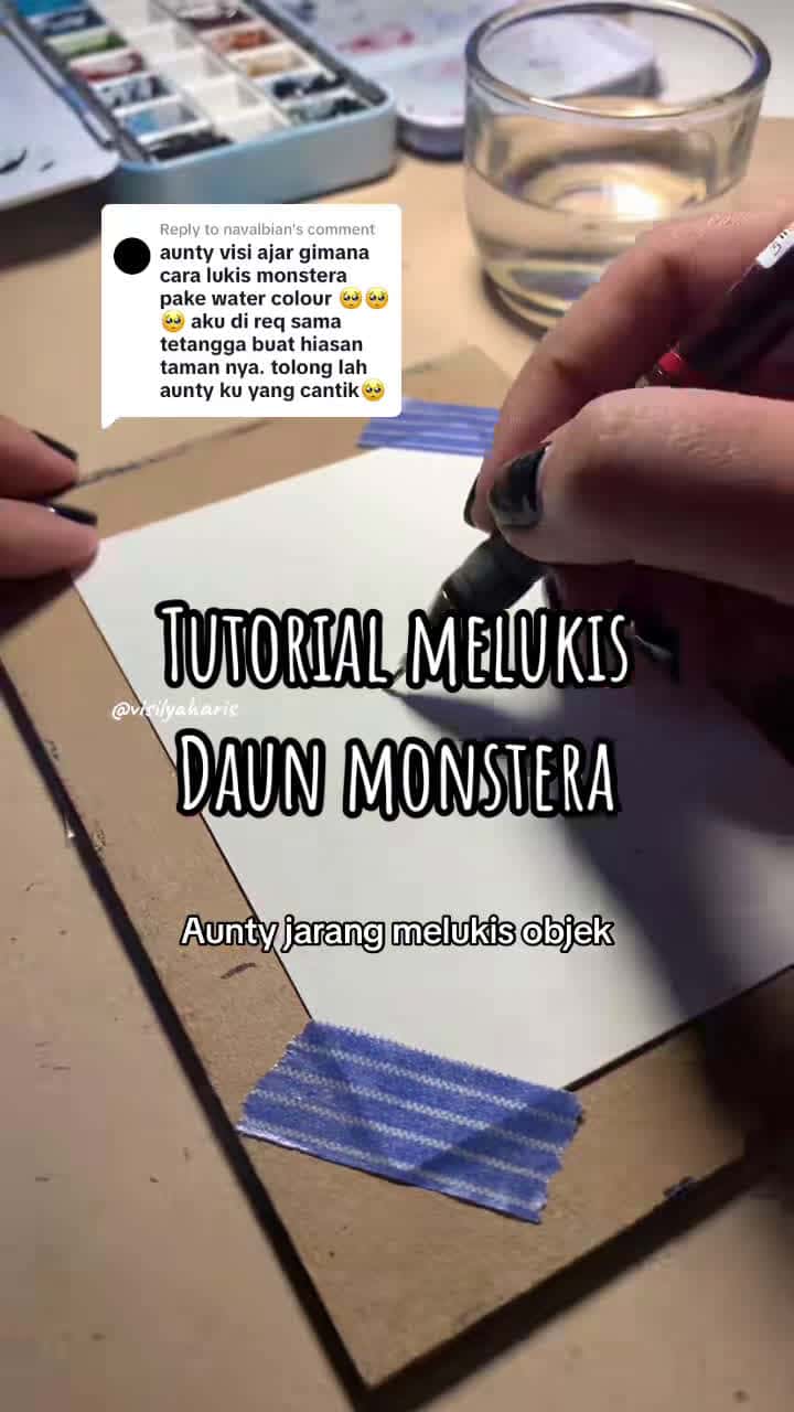 Cover for Replying to @navalbian tutorial melukis daun monstera 🍃 semoga bermanfaat! 🤍 #tutorialmelukis #melukiscatair #catair #catairpemula