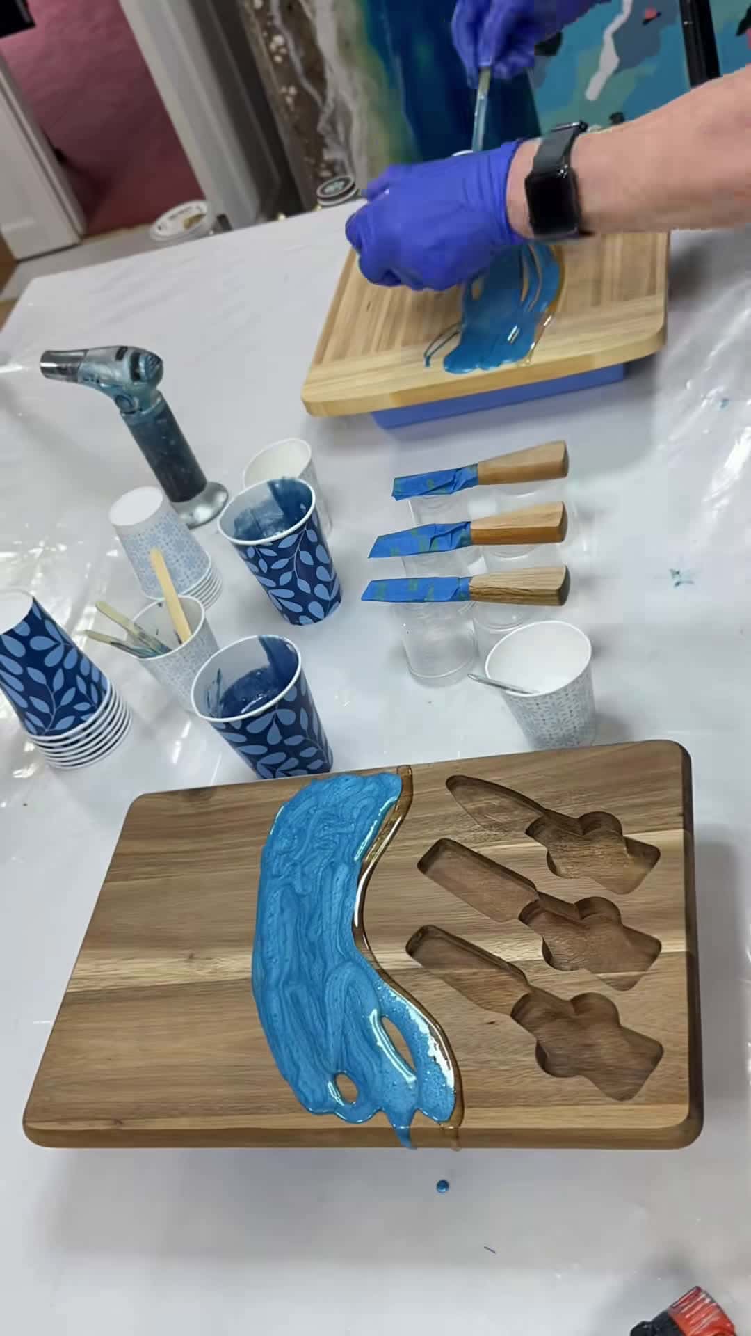 Cover for A few new pieces I’m working on.  #karenhammondart #resin #resinart #oceanart #beachart #gift
