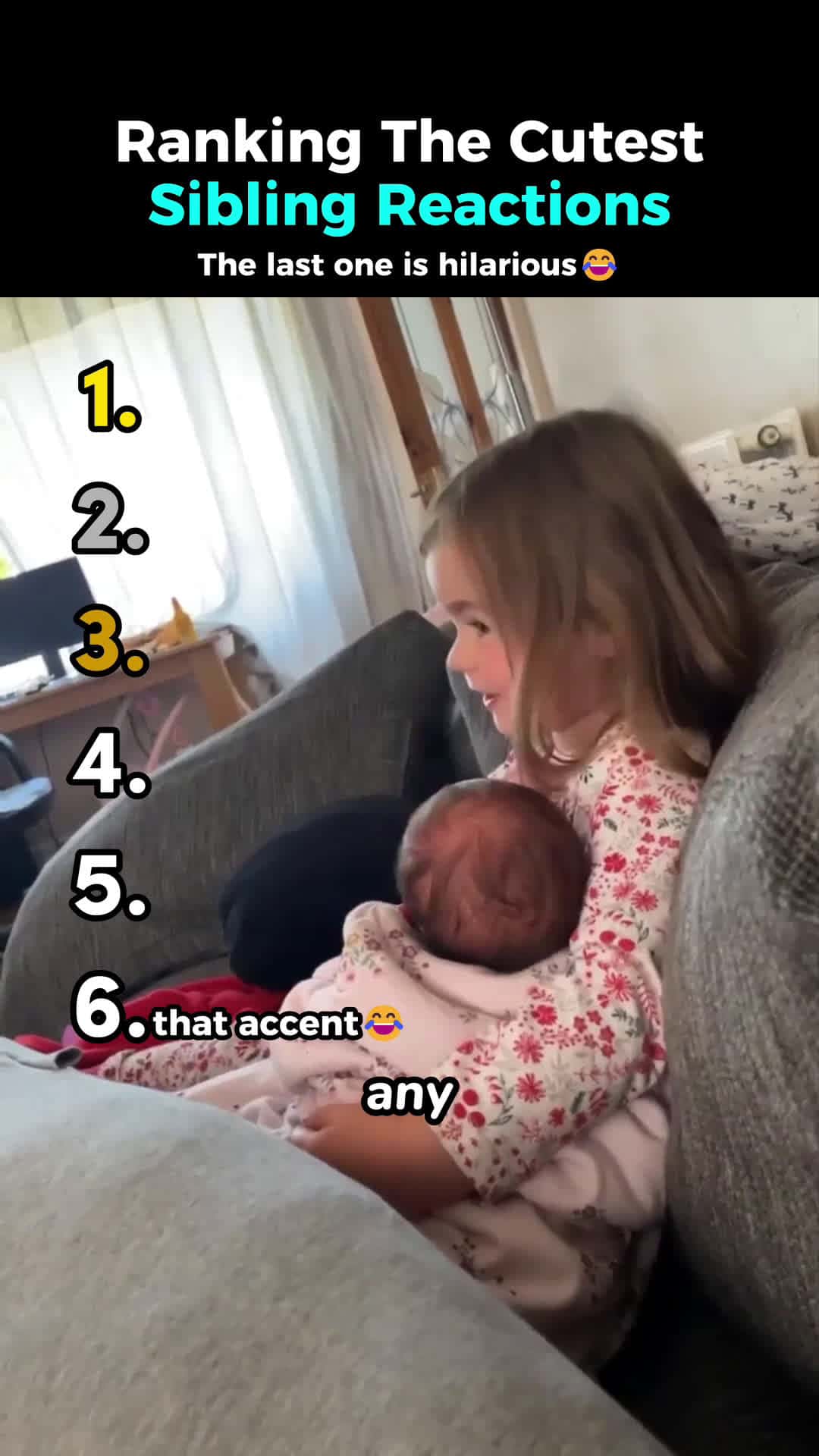 Cover for Ranking The Cutest New Sibling Reactions! #cute #funny #baby #trending