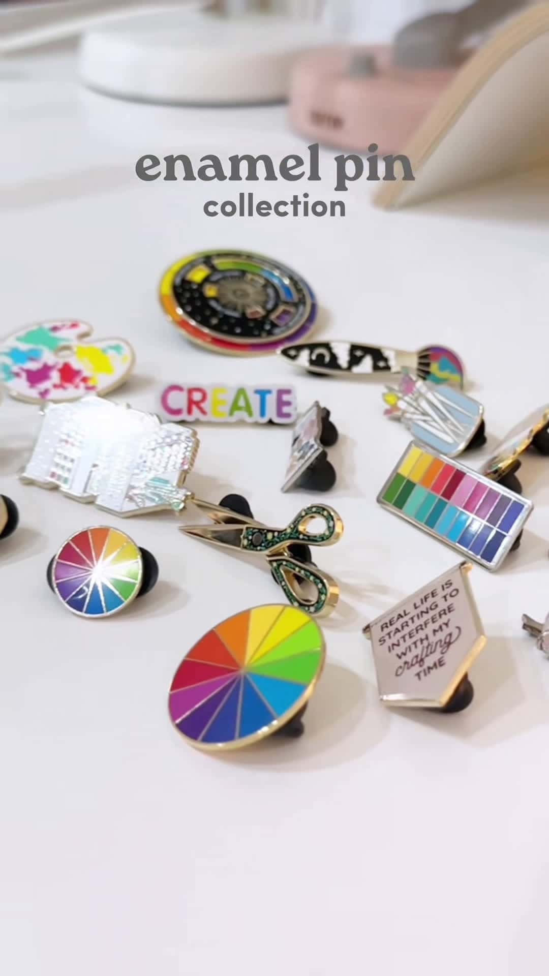 Cover for Admiring the intricate details on my artist-inspired enamel pins. These are original designs from @thegraymuse! 💖✨ Can’t resist adding more to my collection. Which one is your favorite? 🎨🌈🖌️👩🏻‍🎨 #colorwheel #artist #creative #aesthetic #enamel #enamelpins #artpins #art #creative #thegreymuse #karendaphne #karendaphneeds