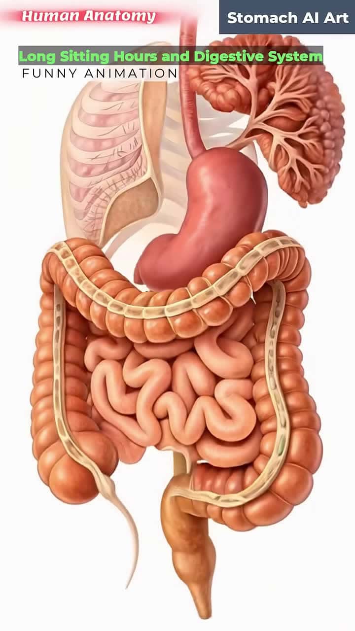Cover for Animation of Intestines Vs. Long Sitting Hours | Stomach AI Art | 05#SittingIsKillingYou #SedentaryLifestyle #HealthRisks #MoveMore #healthyhabits