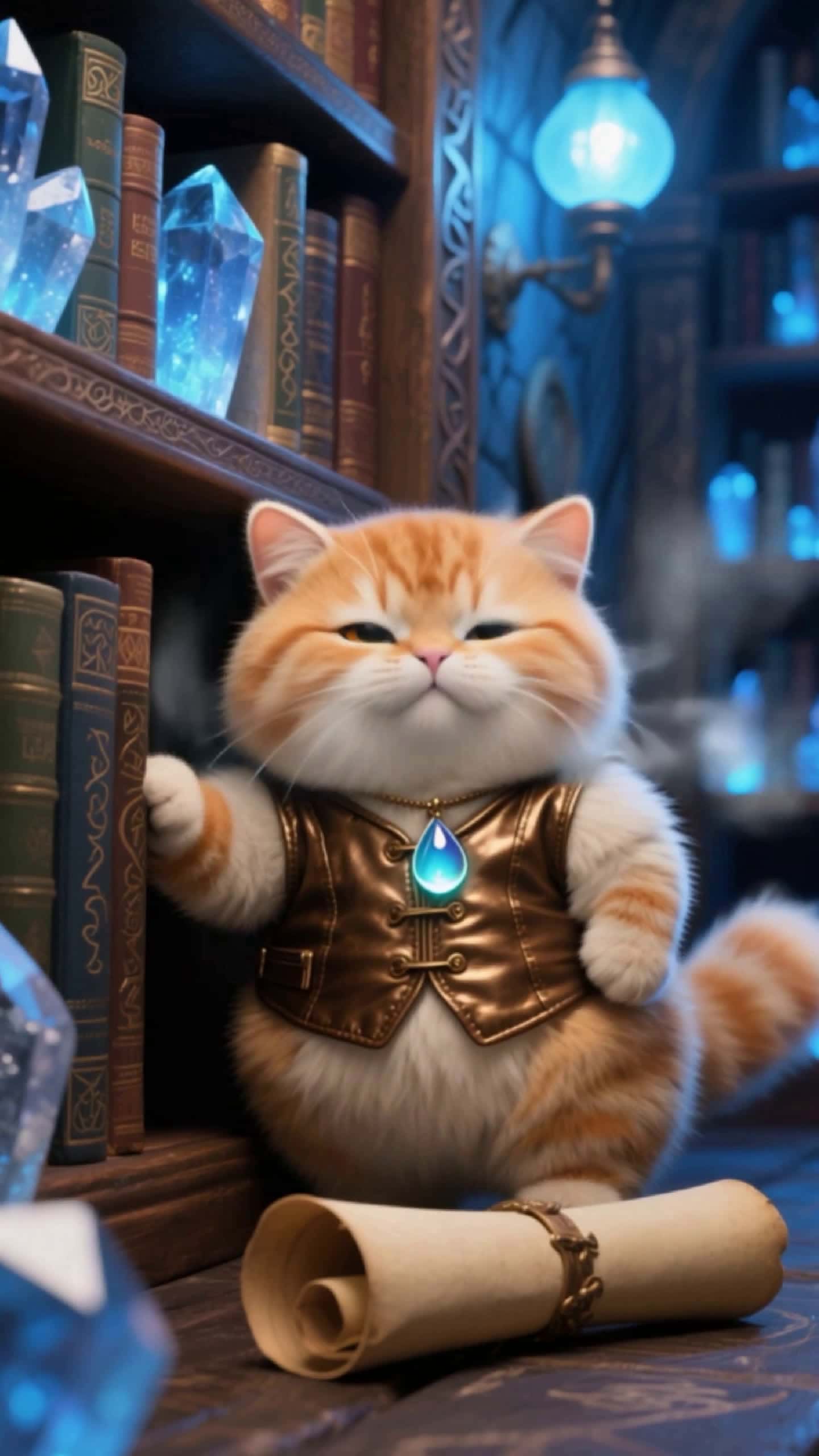 Cover for AI-generated. Orange Kitty Heals Dad Using Magic Amulet 🐈❤️✨ #ai #kitten #healingmagic
